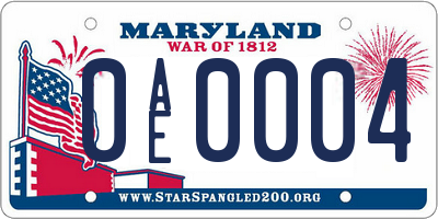 MD license plate 0AE0004