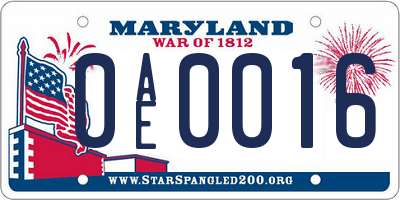 MD license plate 0AE0016