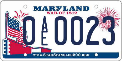 MD license plate 0AE0023