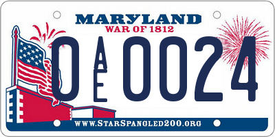MD license plate 0AE0024