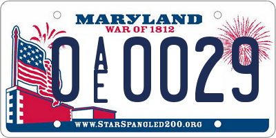 MD license plate 0AE0029