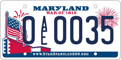 MD license plate 0AE0035