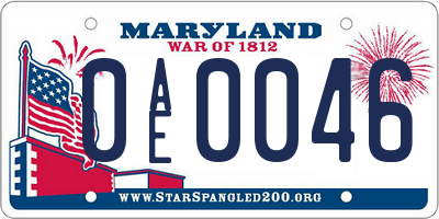 MD license plate 0AE0046