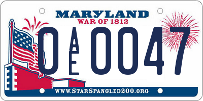 MD license plate 0AE0047