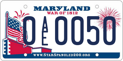MD license plate 0AE0050