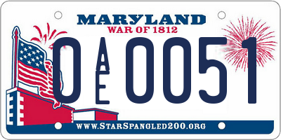 MD license plate 0AE0051