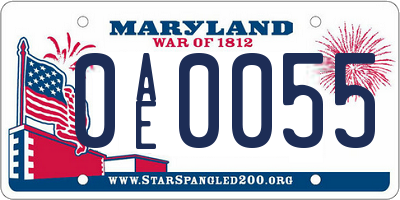 MD license plate 0AE0055