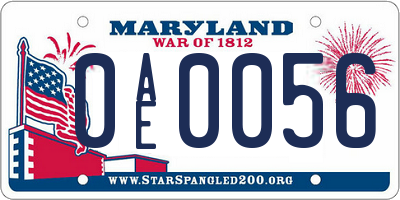 MD license plate 0AE0056
