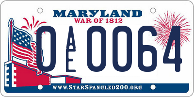 MD license plate 0AE0064