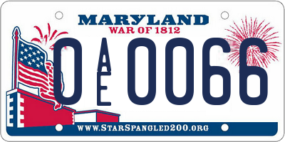 MD license plate 0AE0066