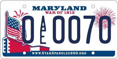 MD license plate 0AE0070