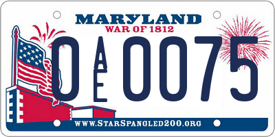MD license plate 0AE0075