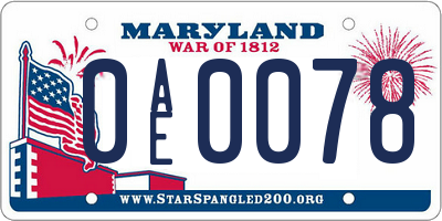 MD license plate 0AE0078