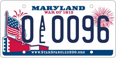 MD license plate 0AE0096