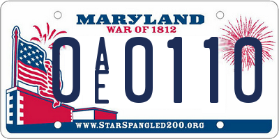 MD license plate 0AE0110