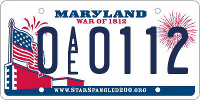 MD license plate 0AE0112