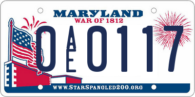 MD license plate 0AE0117