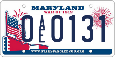 MD license plate 0AE0131