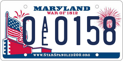 MD license plate 0AE0158