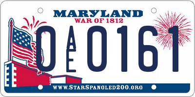MD license plate 0AE0161
