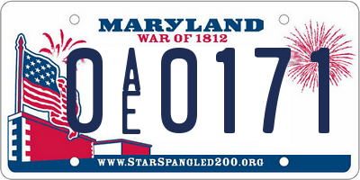 MD license plate 0AE0171