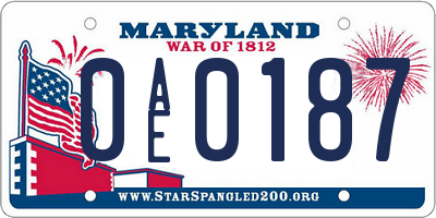 MD license plate 0AE0187