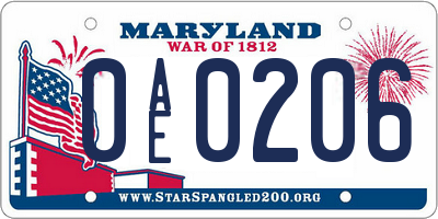 MD license plate 0AE0206