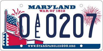 MD license plate 0AE0207