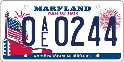 MD license plate 0AE0244