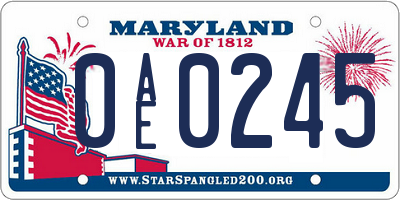 MD license plate 0AE0245