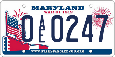 MD license plate 0AE0247
