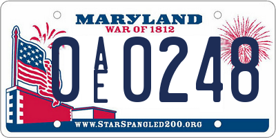 MD license plate 0AE0248