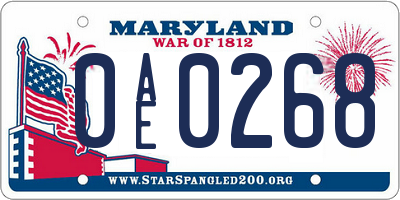 MD license plate 0AE0268