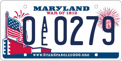 MD license plate 0AE0279