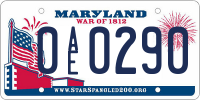 MD license plate 0AE0290