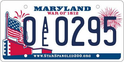 MD license plate 0AE0295