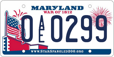 MD license plate 0AE0299