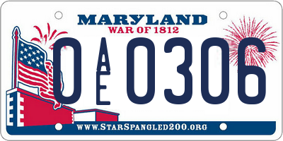 MD license plate 0AE0306