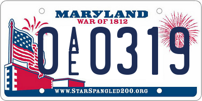 MD license plate 0AE0319