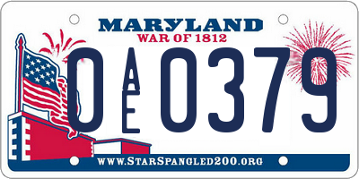 MD license plate 0AE0379