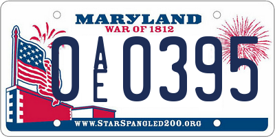 MD license plate 0AE0395