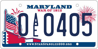MD license plate 0AE0405