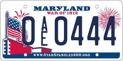MD license plate 0AE0444
