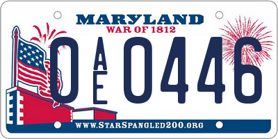 MD license plate 0AE0446