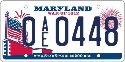 MD license plate 0AE0448
