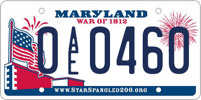 MD license plate 0AE0460
