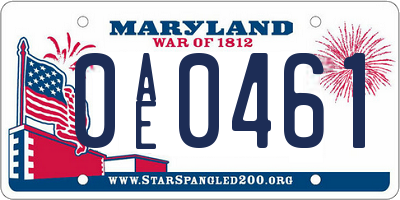 MD license plate 0AE0461