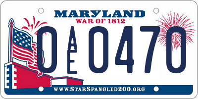 MD license plate 0AE0470