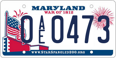 MD license plate 0AE0473