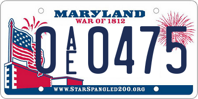 MD license plate 0AE0475
